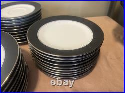 Noritake Mirano Dinnerware Black Etched Floral Service For 8-10. Total 37 Pcs