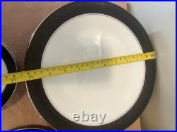 Noritake Mirano Dinnerware Black Etched Floral Service For 8-10. Total 37 Pcs