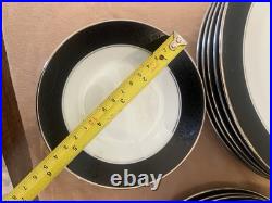 Noritake Mirano Dinnerware Black Etched Floral Service For 8-10. Total 37 Pcs