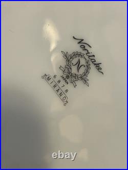 Noritake Mirano Dinnerware Black Etched Floral Service For 8-10. Total 37 Pcs