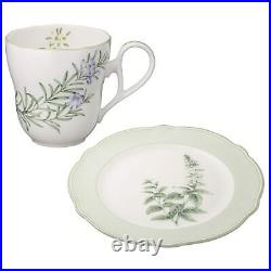 Noritake Mug & Plate Pair Set Tableware Microwave Safe Bone China Green Japan
