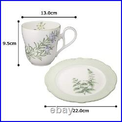 Noritake Mug & Plate Pair Set Tableware Microwave Safe Bone China Green Japan