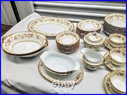 Noritake Mystery 1930s Floral Gold Fine China 56 Piece Set