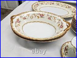 Noritake Mystery 1930s Floral Gold Fine China 56 Piece Set