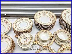 Noritake Mystery 1930s Floral Gold Fine China 56 Piece Set