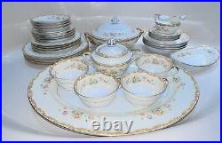 Noritake Mystery 1930s Floral Gold Fine China Set Of 4 With Serving Dishes