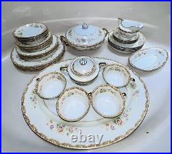 Noritake Mystery 1930s Floral Gold Fine China Set Of 4 With Serving Dishes