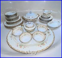 Noritake Mystery 1930s Floral Gold Fine China Set Of 4 With Serving Dishes