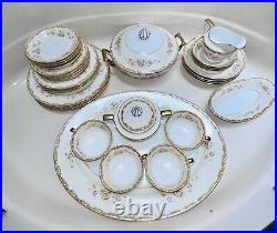 Noritake Mystery 1930s Floral Gold Fine China Set Of 4 With Serving Dishes