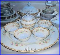 Noritake Mystery 1930s Floral Gold Fine China Set Of 4 With Serving Dishes