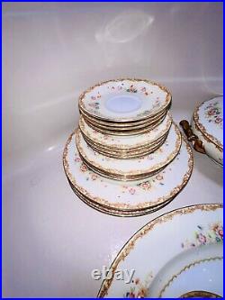 Noritake Mystery 1930s Floral Gold Fine China Set Of 4 With Serving Dishes