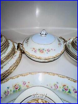 Noritake Mystery 1930s Floral Gold Fine China Set Of 4 With Serving Dishes