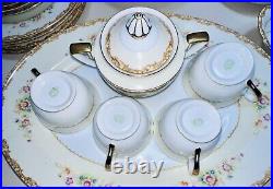 Noritake Mystery 1930s Floral Gold Fine China Set Of 4 With Serving Dishes