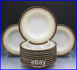 Noritake N1773 Pattern Set of 12 Rimmed Soup Bowls Gold Laurel Filigree