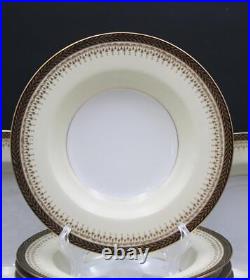 Noritake N1773 Pattern Set of 12 Rimmed Soup Bowls Gold Laurel Filigree