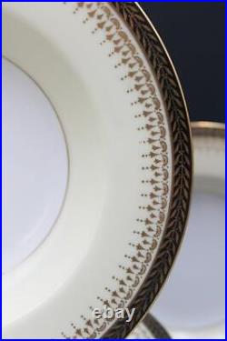 Noritake N1773 Pattern Set of 12 Rimmed Soup Bowls Gold Laurel Filigree