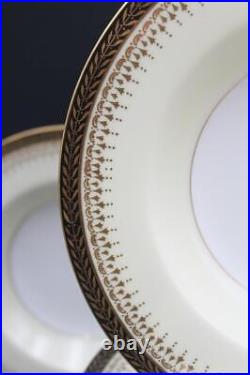 Noritake N1773 Pattern Set of 12 Rimmed Soup Bowls Gold Laurel Filigree