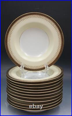 Noritake N1773 Pattern Set of 12 Rimmed Soup Bowls Gold Laurel Filigree
