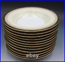 Noritake N1773 Pattern Set of 12 Rimmed Soup Bowls Gold Laurel Filigree