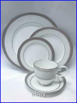 Noritake Odessa Platinum 5 Piece Bone China Dinnerware Place Settings Set