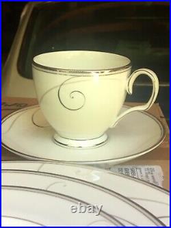 Noritake PLATINUM WAVE China FOUR five 5 piece place setting NEW Never Used