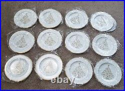 Noritake Palace Christmas Platinum Bone China 8.5 Salad Accent Plate Set Of 12