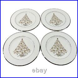 Noritake Palace Christmas Platinum Holiday Accent Plates Set of 4 NEW! Macys