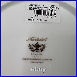 Noritake Palace Christmas Platinum Holiday Accent Plates Set of 4 NEW! Macys