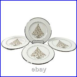 Noritake Palace Christmas Platinum Holiday Accent Plates Set of 4 NEW! Macys