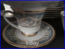 Noritake Polonaise China service for 6 plc setting cups plates blue gold #2045