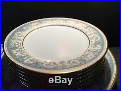 Noritake Polonaise China service for 6 plc setting cups plates blue gold #2045