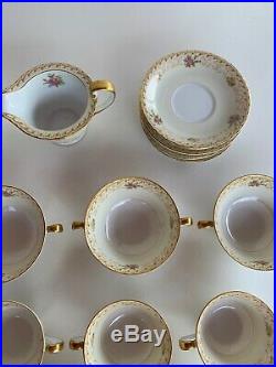 Noritake Porcelain China Dinnerware Sets floral Cynthia #6666 with Gold edges