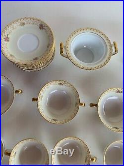 Noritake Porcelain China Dinnerware Sets floral Cynthia #6666 with Gold edges