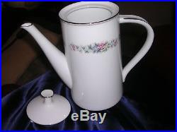 Noritake Porcelain China Dinnerware and Serving Set, floral, Platinum edges