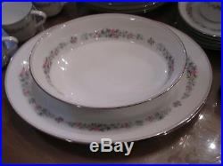 Noritake Porcelain China Dinnerware and Serving Set, floral, Platinum edges
