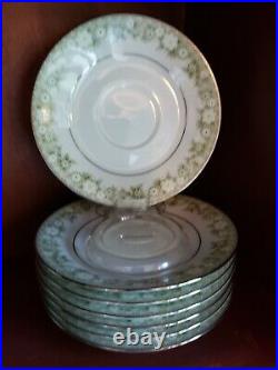 Noritake Princeton 6911 45 PC SET Green Flowers Border Japan China EUC