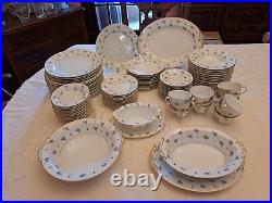 Noritake Remembrance China 5146 89 pcs forget-me-nots fleur-de-lis 12 7 pc ps