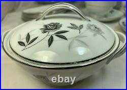 Noritake Rosamor 5851S 31pc set Platinum Trim RARE MILITARY ISSUE-Excellent