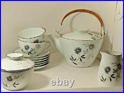 Noritake Rosamor #5851 China Tea Pot with Lid cups saucers cream sugar Tea Set