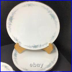 Noritake Roseberry China Blue Roses Pink Flowers Dinnerware Set 32 pcs