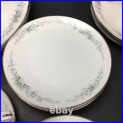 Noritake Roseberry China Blue Roses Pink Flowers Dinnerware Set 32 pcs