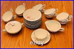 Noritake Rosemarie China 6044 (12) Tea Cups & Saucer Sets with Creamer Sugar Bowl