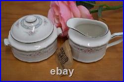 Noritake Rothschild Pattern Porcelain Fine China Sugar Bowl With Lid and Cre
