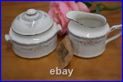 Noritake Rothschild Pattern Porcelain Fine China Sugar Bowl With Lid and Cre