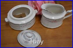 Noritake Rothschild Pattern Porcelain Fine China Sugar Bowl With Lid and Cre