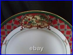 Noritake Royal Hunt Plaid Deer Pheasant Rabbit Hunting Dog Set 4 Salad Plates D