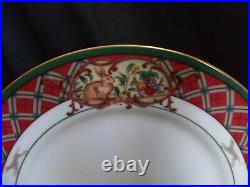 Noritake Royal Hunt Plaid Deer Pheasant Rabbit Hunting Dog Set 4 Salad Plates D