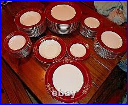 Noritake Ruby Garland Bone China 4 Complete 5 Piece Sets Rare Pattern MINT