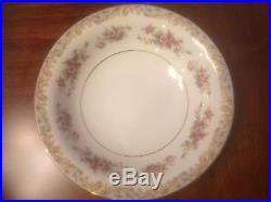 Noritake Somerset China #5317 Dinner Set For 8 with Blue & Pink Flowers Gold Rim