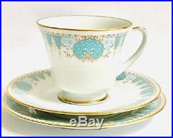 Noritake Tea set Tea cups saucers/plates Bone China white Blue Tide White
